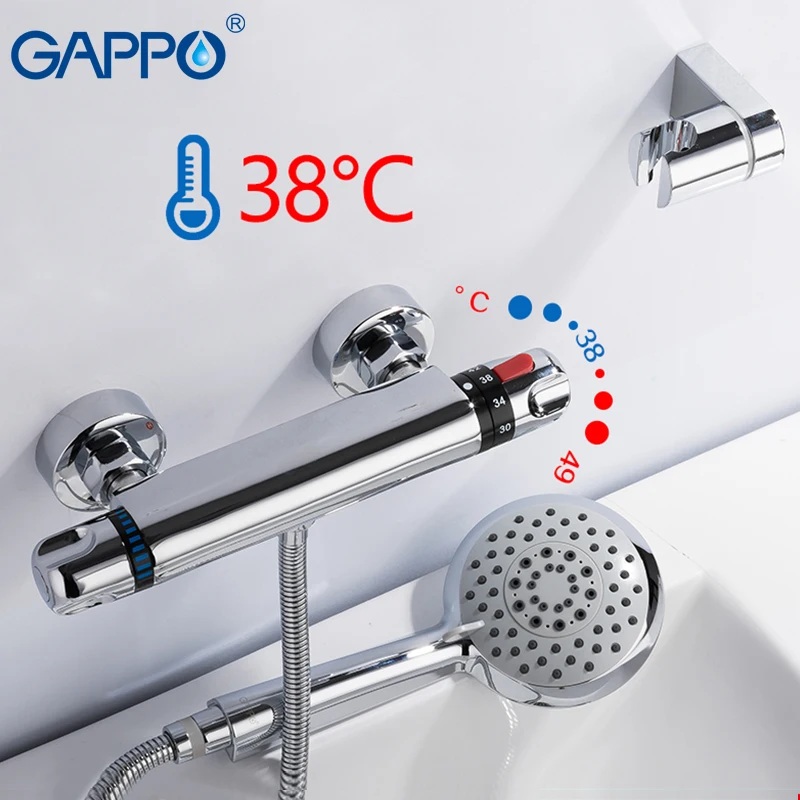 GAPPO Смесители для ванны, латунные хромированные краны, термостатический настенный смеситель для душа, набор душевых головок