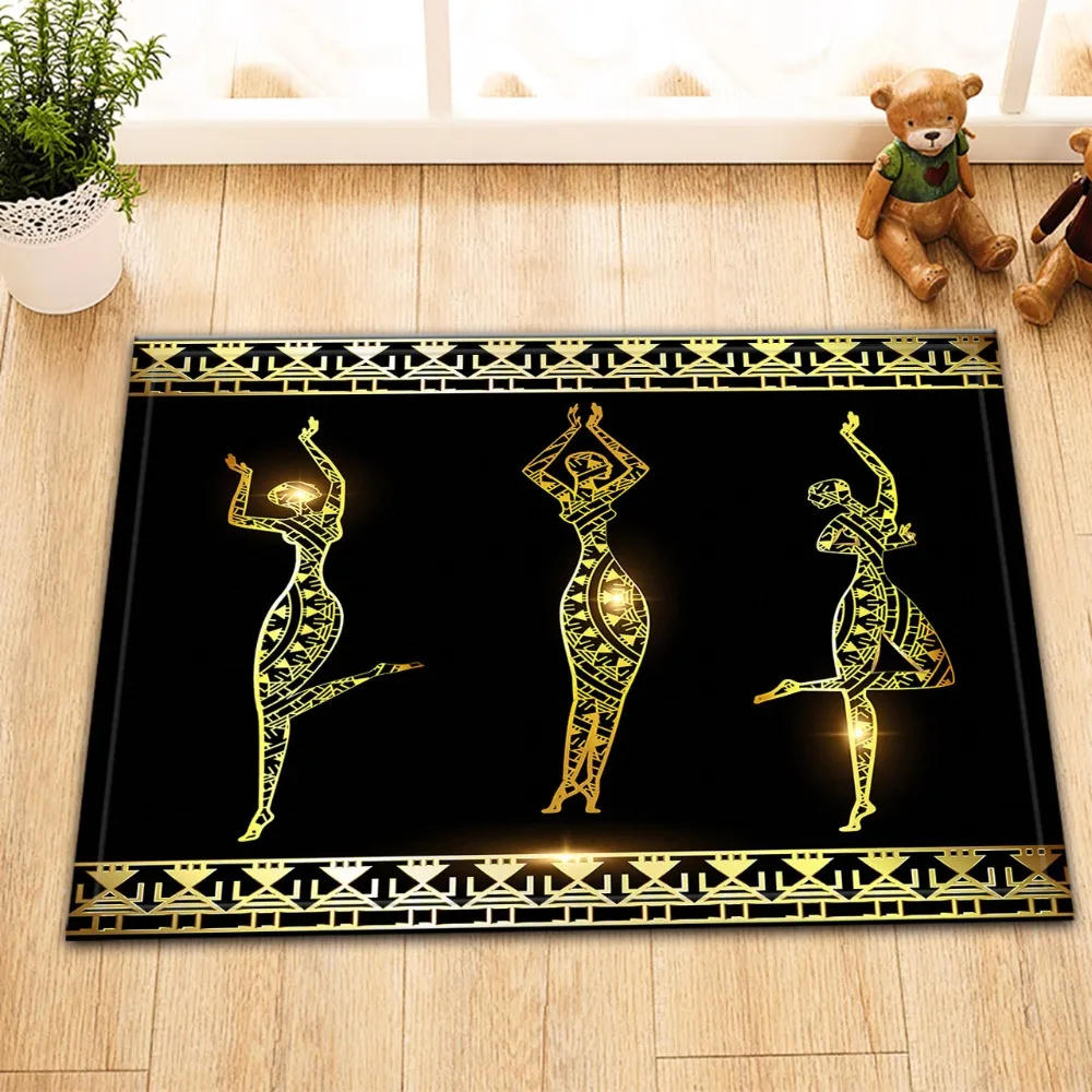 

LB 60*40 Gold Frame And Abstract Colored Girl Bathroom Carpet Non-slip Area Rugs Floor Mat For Kids Living Room Doormat Cushion