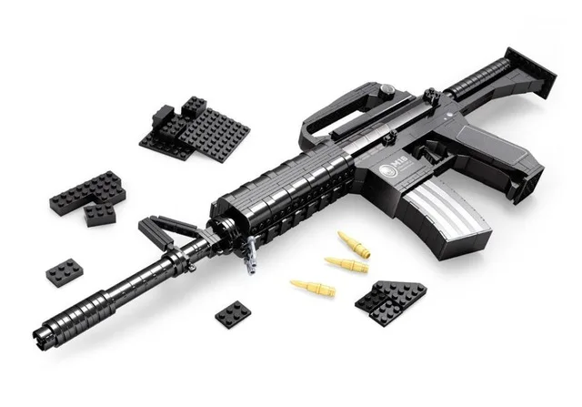 

524pcs M16 Assault Rifle GUN Weapon Arms Model 1:1 3D Model Brick Gun Building Block Set Toy Gift For Children Block Guns