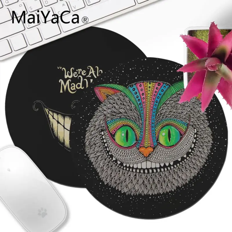 

MaiYaCa Alice in Wonderland Cat Face Customized laptop Gaming Round mouse pad Printing Gaming Durable Notebook Round mouse pad