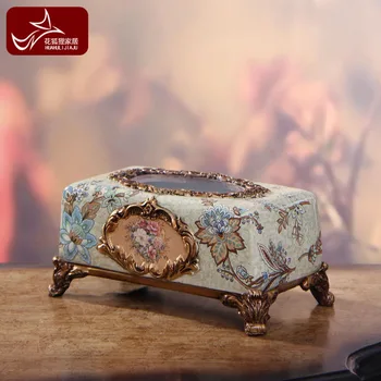 

napkin paper box, European style paper box, luxury resin paper towel box, garden decoration, retro American paper box
