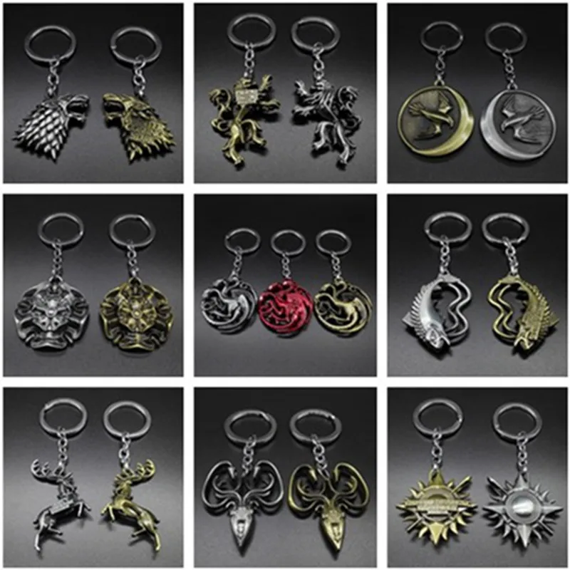 

Game of thrones House Stark Lannister Targaryen Keychains Metal Key Ring Keyfob Cosplau