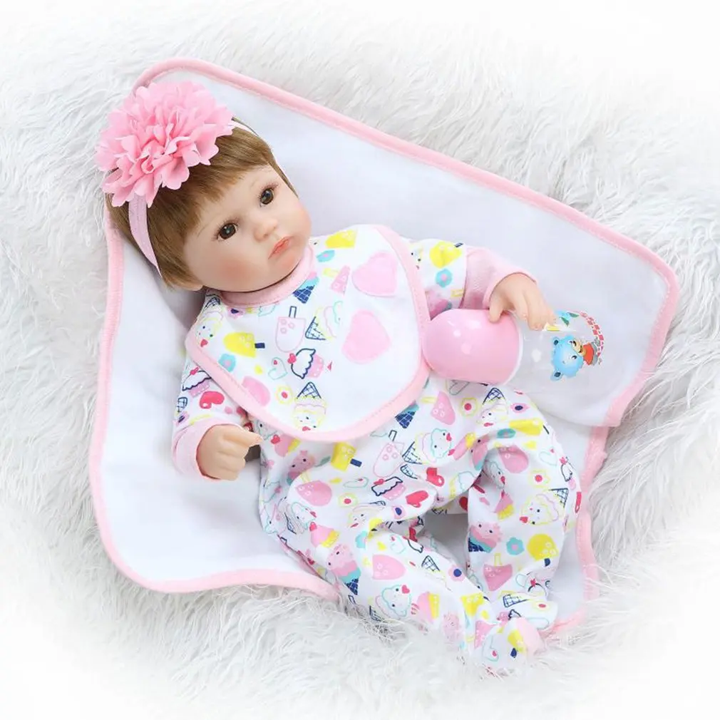 16 inch Cloth Body babydoll Handmade Lifelike Soft Silicone Vinyl Baby Newborn Baby Babe Reborn Baby Doll Non-toxic Playmate Toy