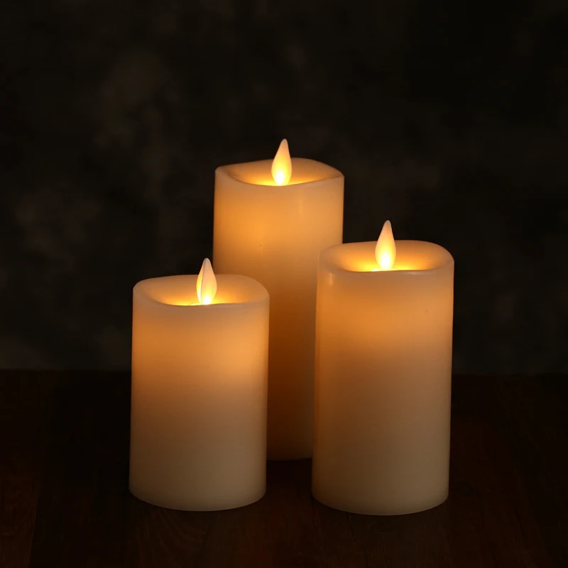 

Led candles moving flame candles with Realistic Dancing LED Flames and 10-key Remote LED Candle for wedding Decoration Set of 3