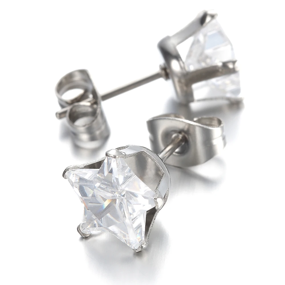 Stainless Steel Mens Ladies Earrings ,Studs, Clear, Star, Crystal KE759in Stud Earrings from