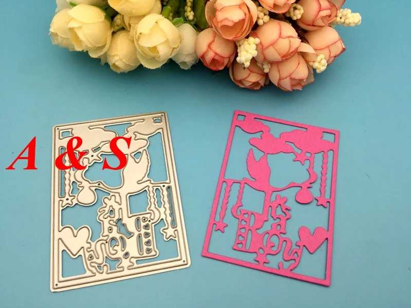 S74 Metal Cutting Dies Boy Sky Swan Crane Cloud Frame Scrapbook Card Invito Paper Craft Party Decor Goffratura Stencil Cutter