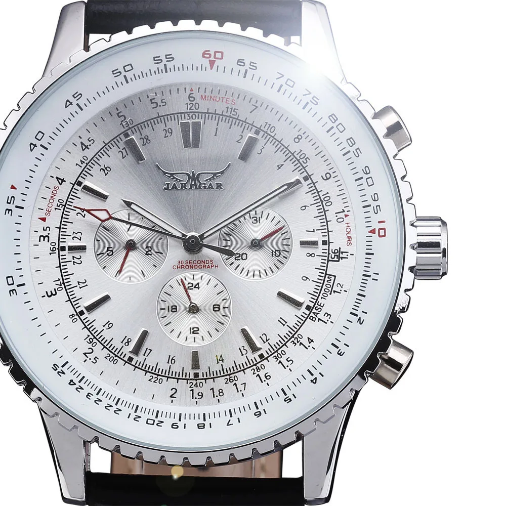 Новая мода JARAGAR механические часы Для мужчин Элитный бренд классический Автоматический 6 булавки календари циферблат кожаный ремешок платье наручные часы