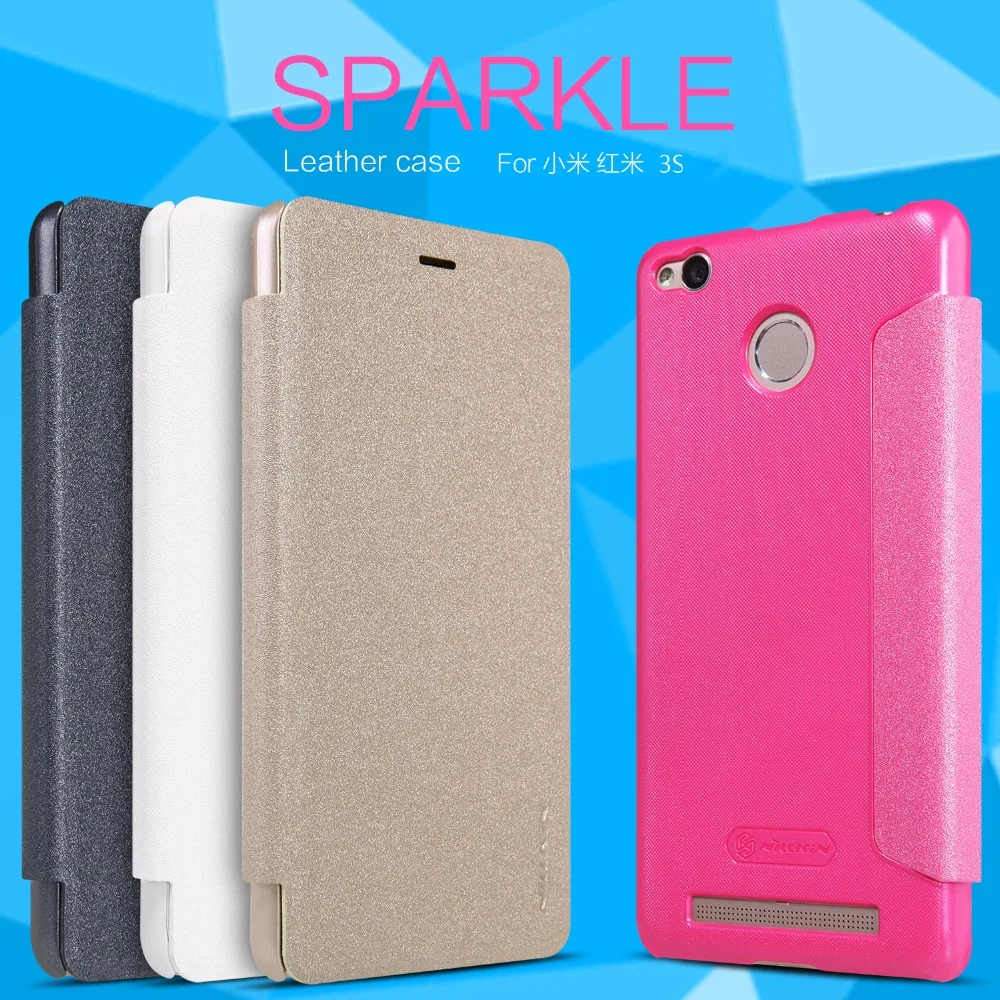 xiaomi redmi 3S case NILLKIN Sparkle super thin flip cover luxury leather case for xiaomi redmi 3S with Retailed Package