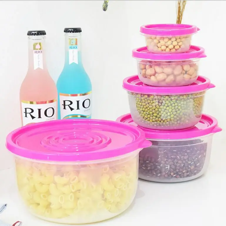 

Food Containers with Lids 5pcs/set Kitchen Storage Boxes Microwavable Plastic Container The Refrigerator Bowl Organizer.