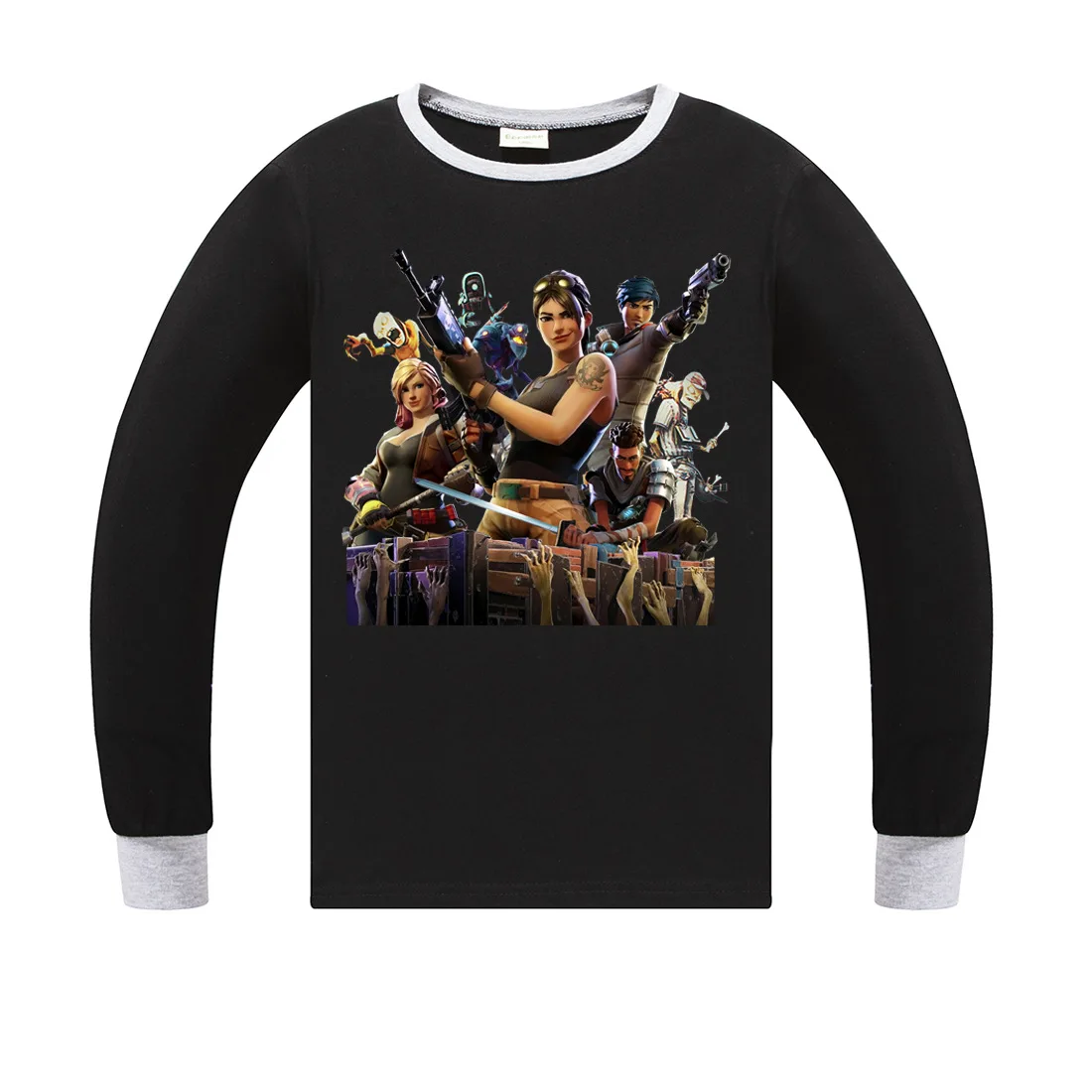 

Kids 100% cotton Fornite T-shirt children long-sleeved clothes cartoon fortnight printing Tops Tees spring autumn boys clothing