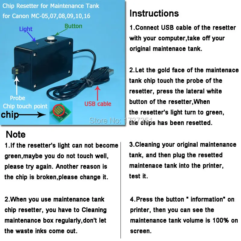 Chip Resetter for Maintenance Tank for Canon