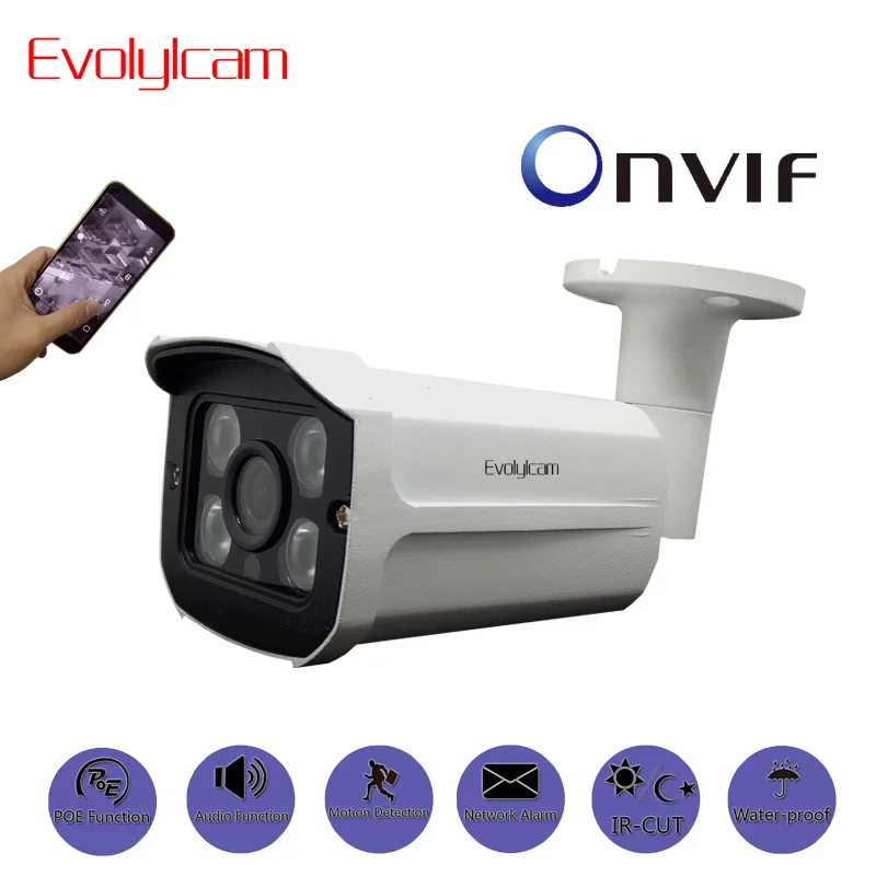 Evolylcam Audio POE 720P 1MP/ 960P 1.3MP/ 1080P 2MP IP Camera Network Alarm CCTV Camera Onvif P2P Outdoor Surveillance Bullet Evolylcam Audio POE 720P 1MP/ 960P 1.3MP/ 1080P 2MP IP Camera Network Alarm CCTV Camera Onvif P2P Outdoor Surveillance Bullet