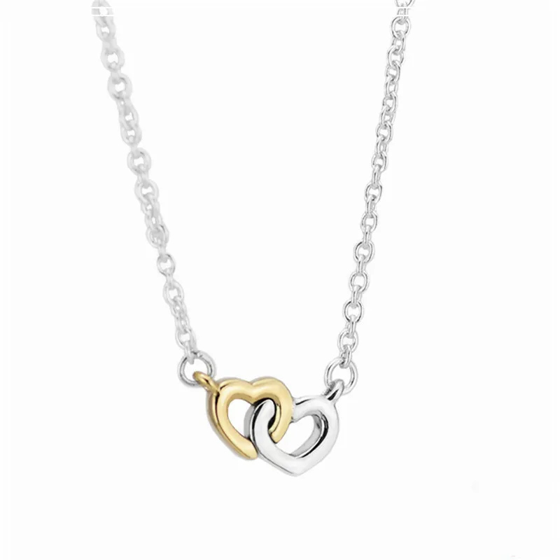 

United in Love Necklace 925 Sterling Silver Chain 45CM Pendant Necklaces for Women Original Jewelry collar mujer