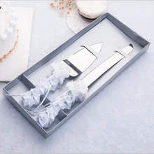 Qianxiaozhen свадебной и подарки персонализированные цветок свадебный торт Ножи Сервировочный набор украшения на заказ