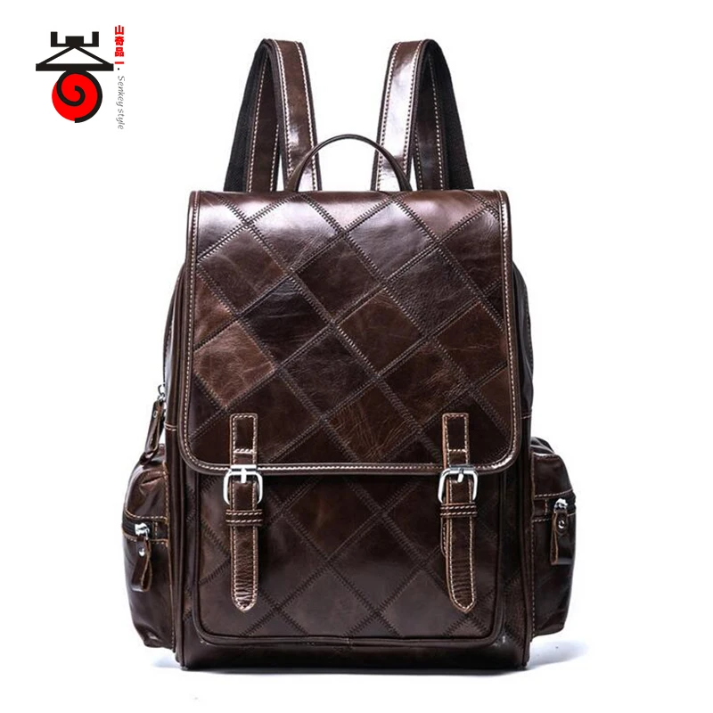 Senkey style Fashion Genuine Leather Backpacks Bag For Men Women Shoulder Bag Teenagers Casual Travel School Bags Laptop Mochila Senkey style Fashion Genuine Leather Backpacks Bag For Men Women Shoulder Bag Teenagers Casual Travel School Bags Laptop Mochila