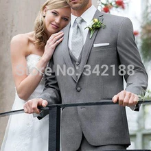 Лучшие продажи светло-серый костюм жениха смокинги друзей жениха Мужские свадебные костюмы костюм для шафера/жениха костюмы мужская одежда