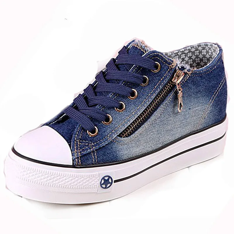 Summer Autumn Women Shoes Hidden Wedge Heels Fashion Casual Women's Elevator Canvas Shoes Denim For Women Heighten Shoes Mujer Summer Autumn Women Shoes Hidden Wedge Heels Fashion Casual Women's Elevator Canvas Shoes Denim For Women Heighten Shoes Mujer