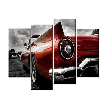 

Red Sports Car Cuadros Decoracion Canvas Printings Wall Quadro for Living Room Modern Wall Art 4 Panel Paintings Cool Gift