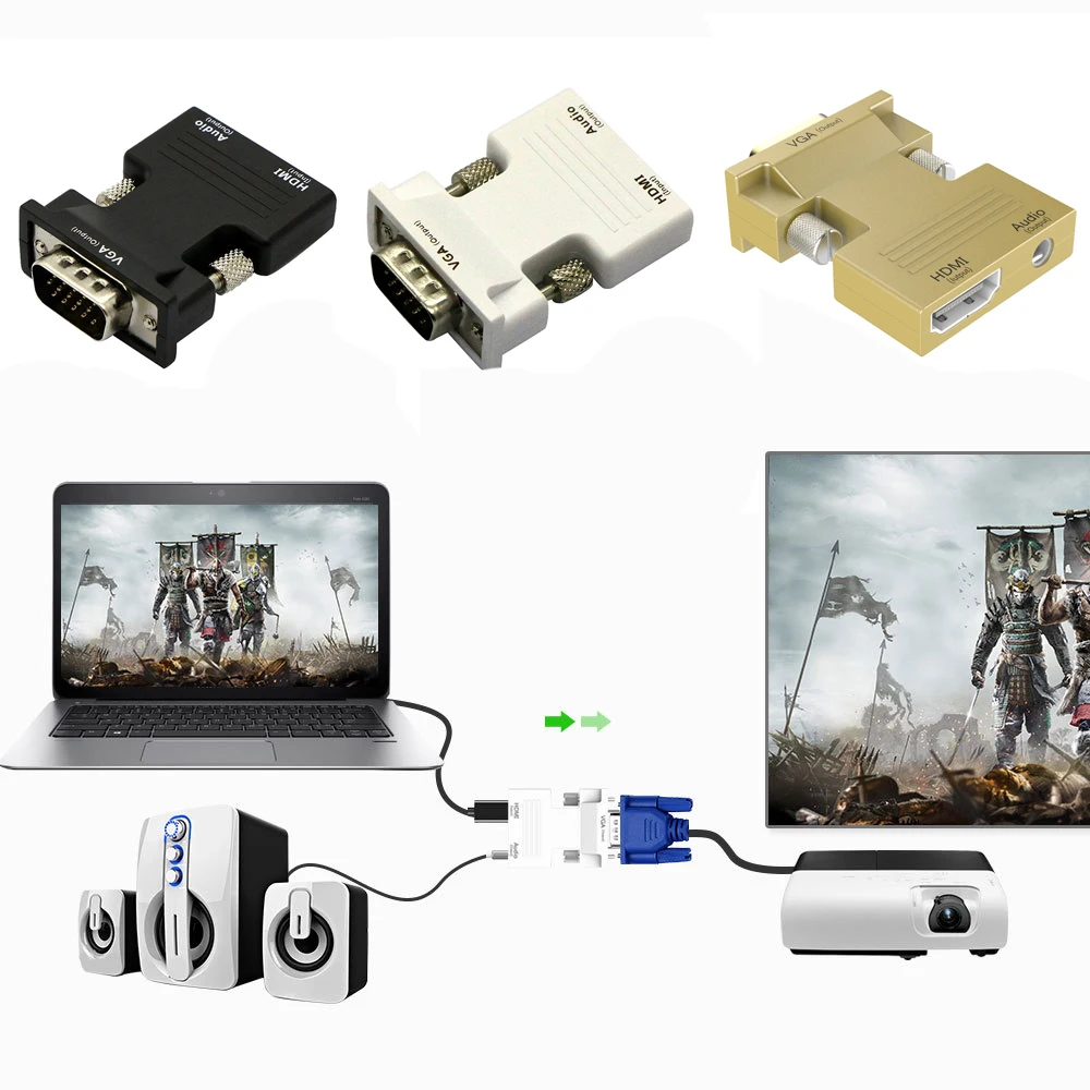 HDMI Женский к VGA штепсельный преобразователь, адаптер 1080 P стерео аудио выход USB power PC