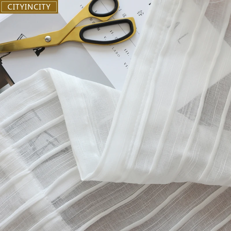 Полосатая Тюлевая занавеска CITYINCITY s для гостиной белая Роскошная драпированная
