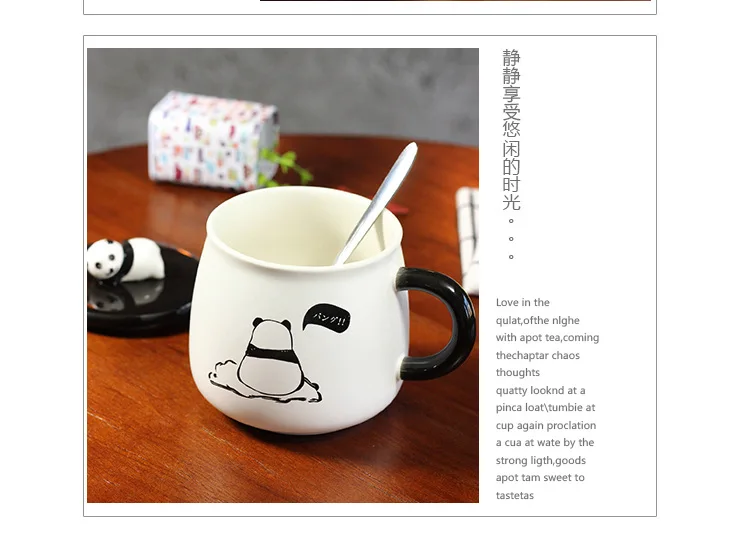 400 мл креативный милый 3D японский дизайн Panada керамические кружки чашки для воды и кружки с ложкой фарфоровая чайная чашка кофейные кружки для офиса