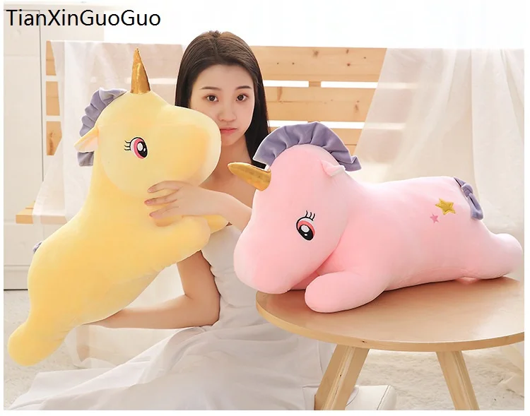 

cartoon prone unicorn plush toy large 55cm cute unicorn soft doll down cotton throw pillow Christmas gift s2366