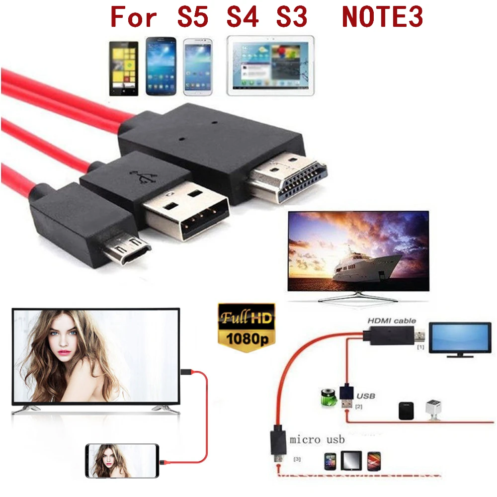 UK 1080 P MHL Micro USB/HDMI с ТВ AV переходник Кабель для передачи данных HD ТВ для samsung S5/S4/S3