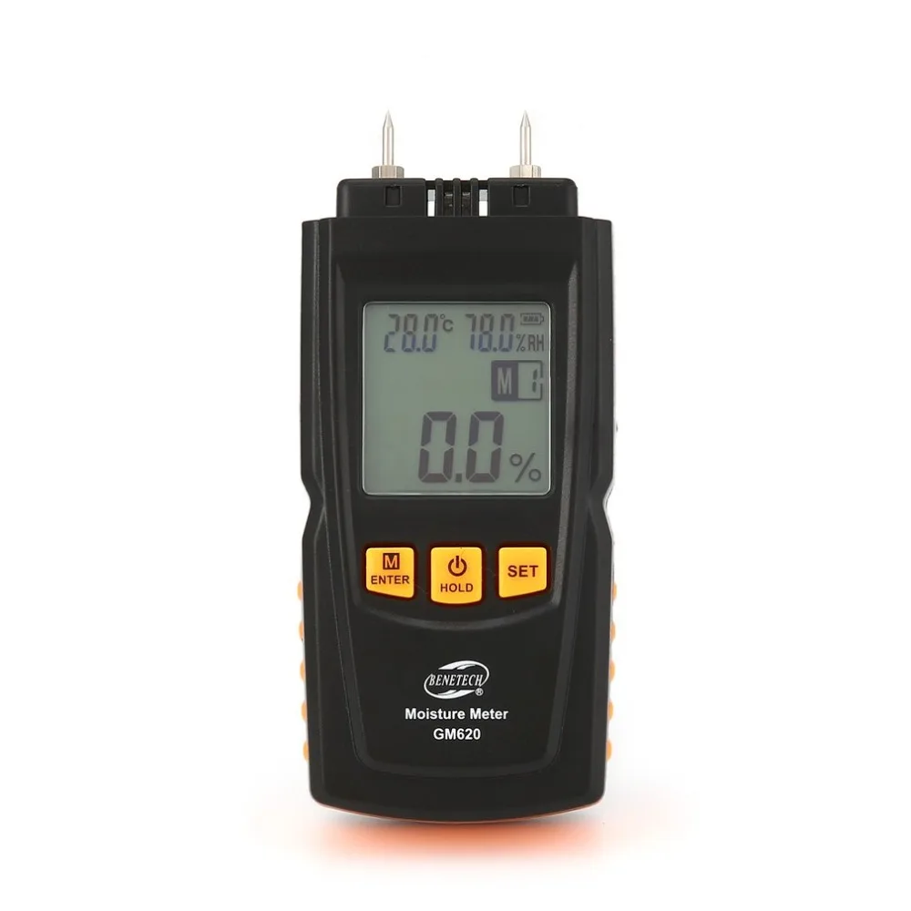 

Benetech GM620 Digital Wood Moisture Meter Hygrometer Humidity Tester Plywood Wooden Materials LCD Backlight Damp Detector