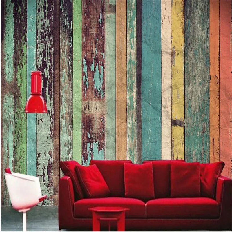

photo wallpaper High quality wallpaper personality retro nostalgia colored wooden bar Cafe large mural wallpaper for living room