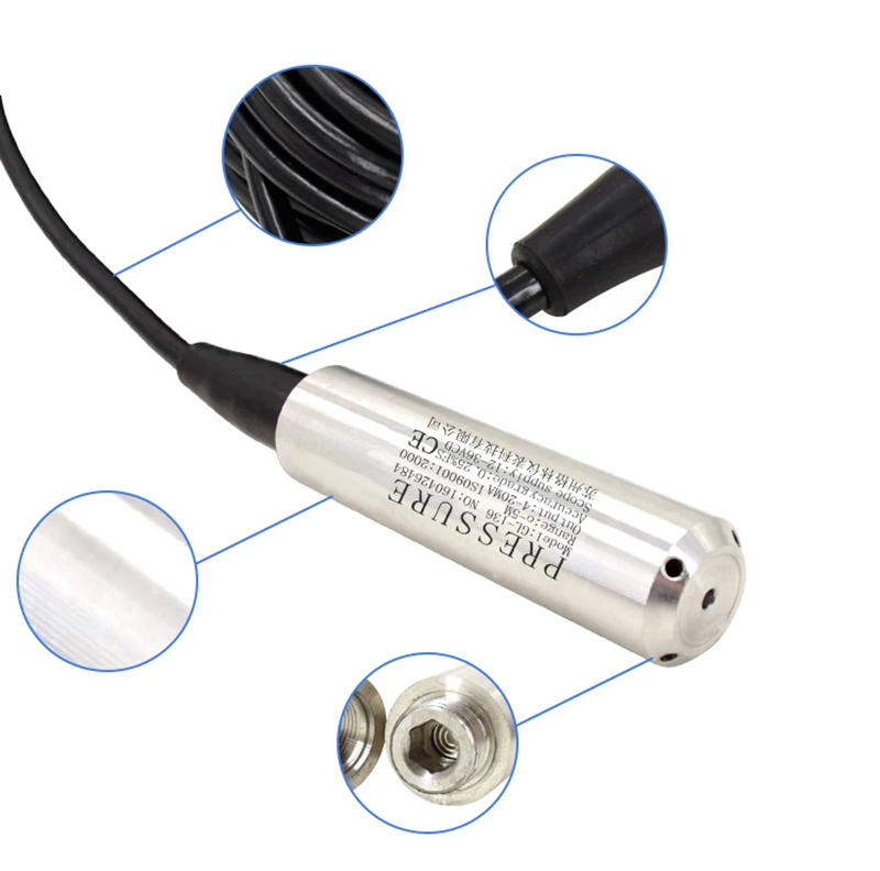 DC24V Throw-in type liquid level sensor input type liquid level transmitter water level detector 4-20mA Depth 1-5M 0.5% Y