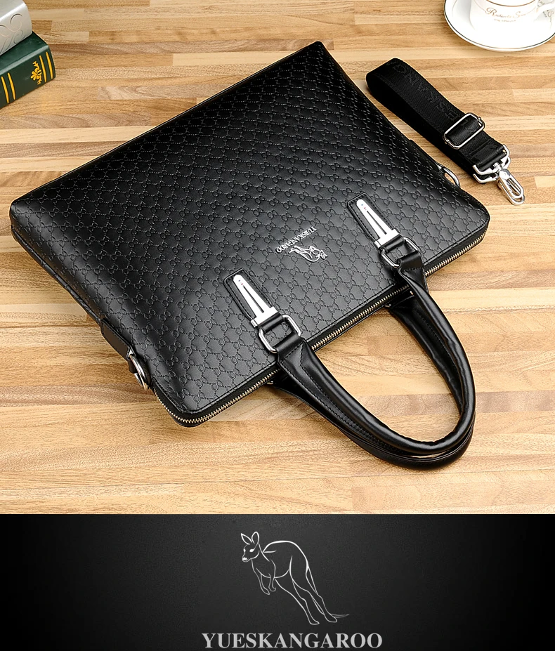 YUESKANGAROOTop продаем модный простой точечный известный бренд деловой мужской портфель кожаная сумка для ноутбука повседневная мужская сумка