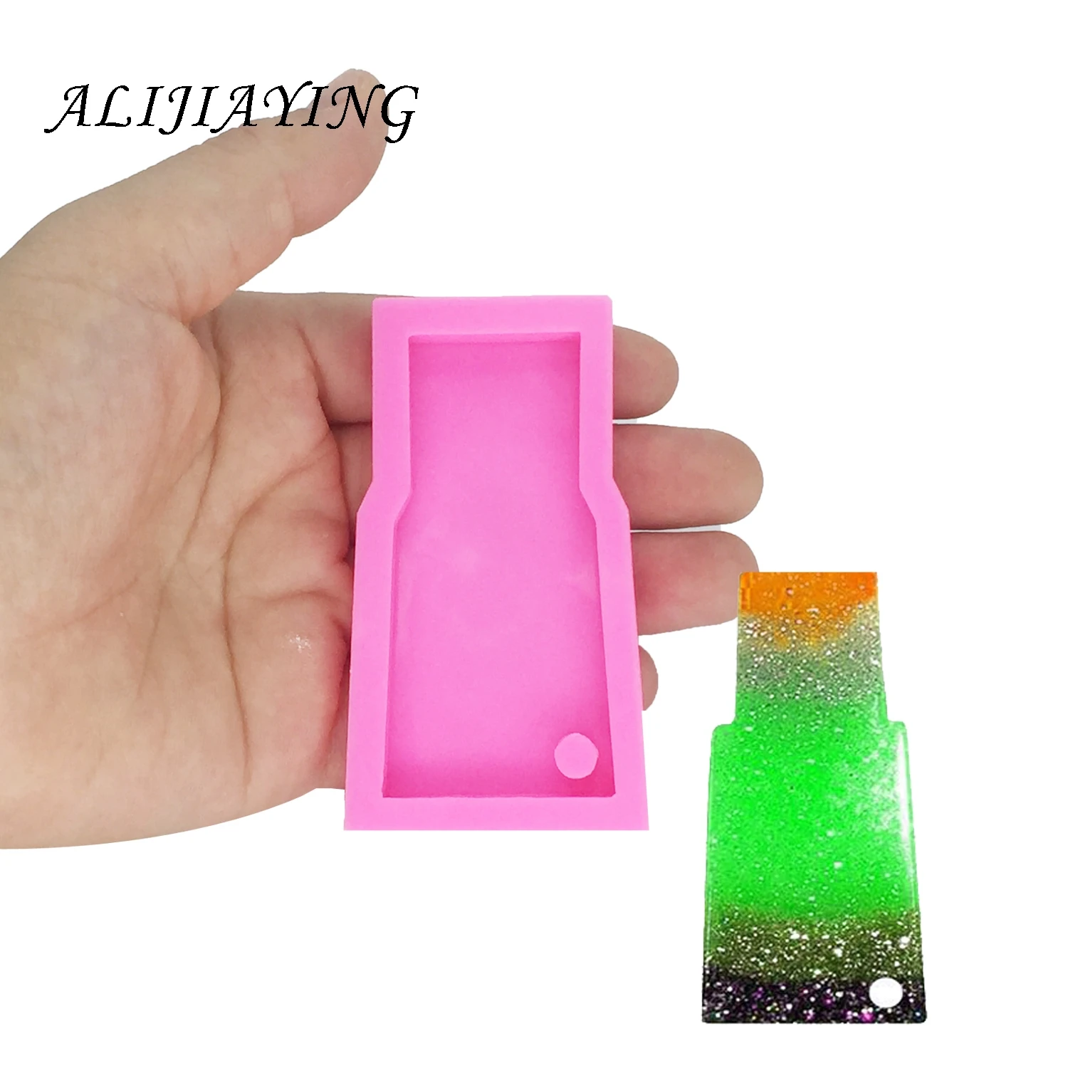 

Shiny DIY water glass shape silicone tumbler mold for keychains Perforated Resin Mold for 3D crafts tools DY0053
