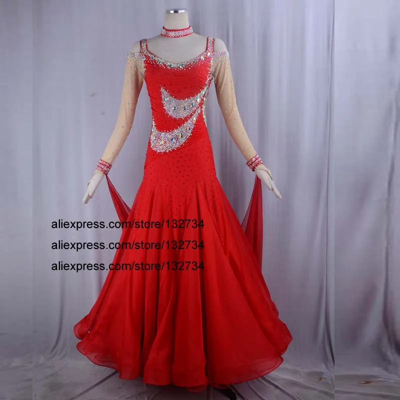 

Ballroom Dance Competition Dresses Red,latin,waltz, ballroom Standard dance dress,juvenile dance COSTUME,stage ballroom dress
