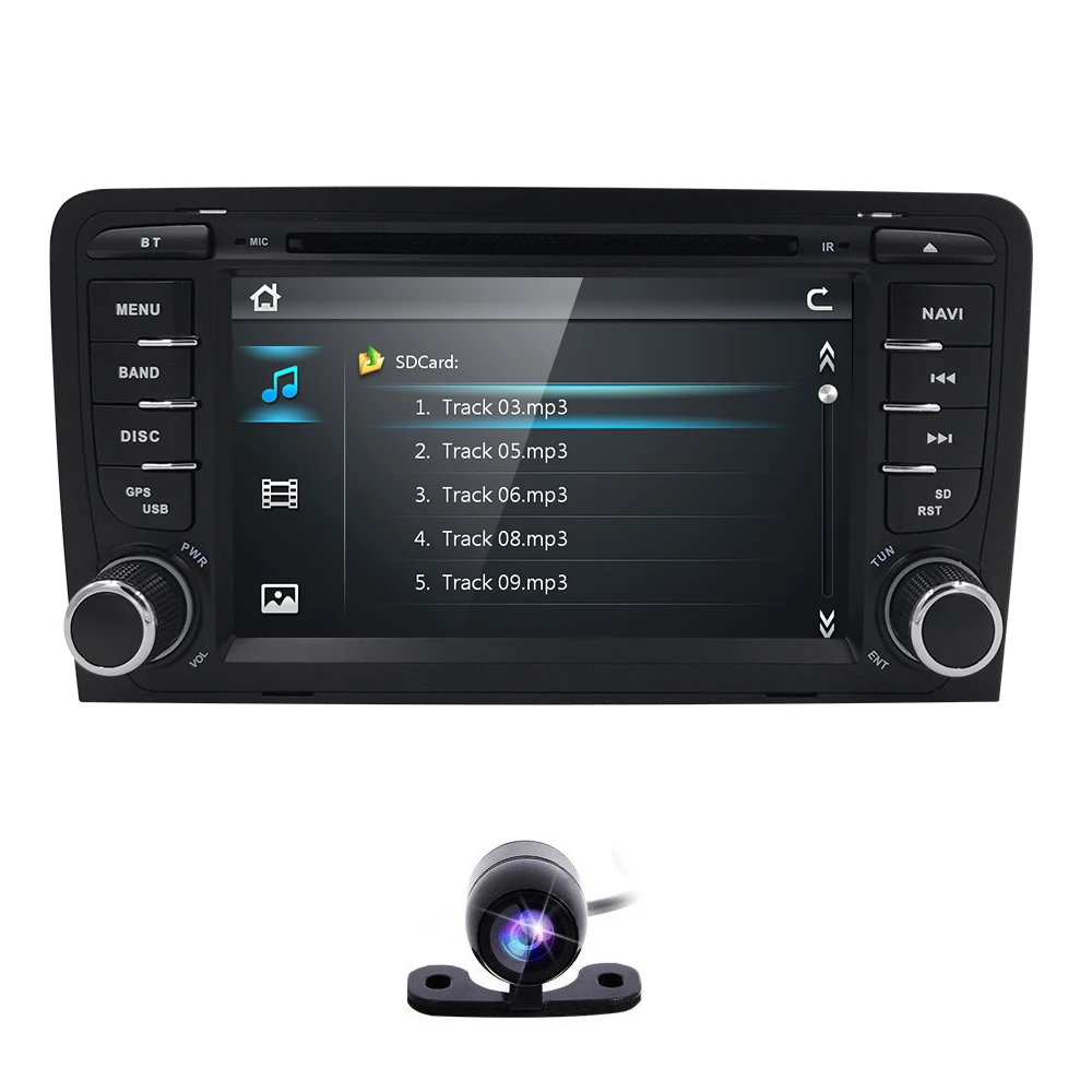 

In stock Car DVD Radio Player for AUDI A3 2003-2011 S3 RS3 navigation BT Mirror link Bluetooth USB Free back camera 8G TF card