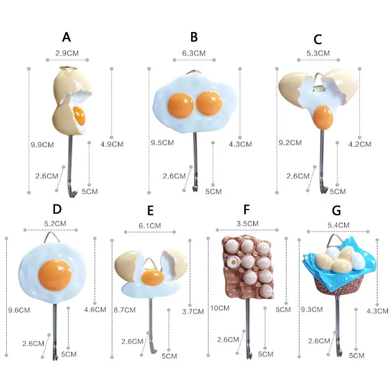 Cute Resin Egg Shaped Hooks Kitchen Dining Room Decoration Hooks Wall Decoration Hooks Crafts  (6)