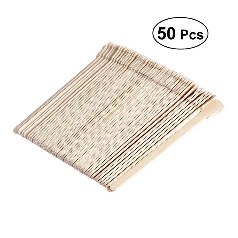

50pcs Wooden Spatulas Body Hair Removal Sticks Wax Waxing Disposable Sticks Pearl Wax Tool Mask Mud Wiping Sticks