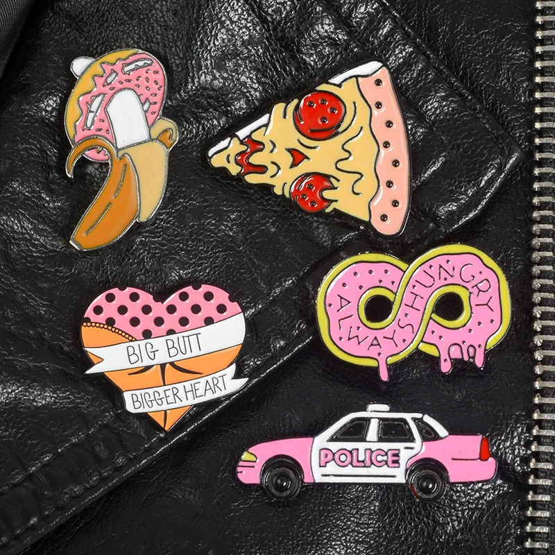 

Pink Pink! Food pins Banana pins Sweet food brooches Pizza badges Car lapel pins Funny Cute Brooches