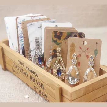 

5x9cm flower styles stud earring package card Dreamcatcher pattern small earring tag card Thank you tag card 50card +50bag/lot