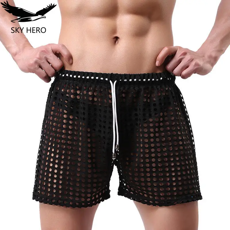 

Boxer man underwear sexy boxershorts men underpants loose mesh hollowing funny male panties calzoncillo hombre cuecas