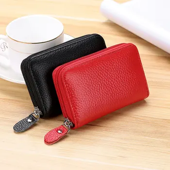 

Men Women Litchi Pattern Leather Zipper Change Purse ID Credit Card Package Wallet