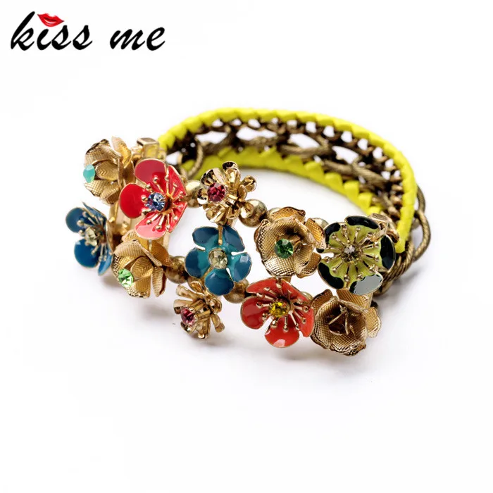 

Newest 2017 Fashion Jewelry Statement Enamel Flowers Charm Bracelets & Bangles