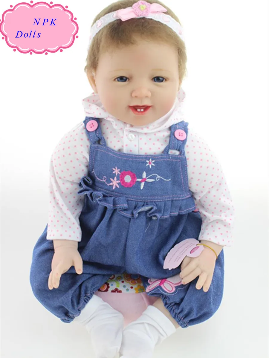 Smiling NPK Simulation Real Silicone Baby Dolls About 22inch/55cm Adora Doll Reborn Dolls Babies Brinquedos For People You Love