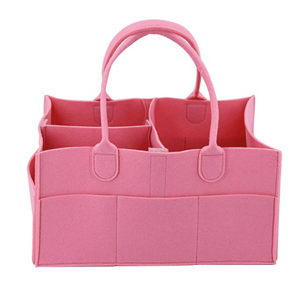 Портативный Детские пеленки фетровая корзина для хранения Органайзер корзина контейнер - Цвет: Розовый