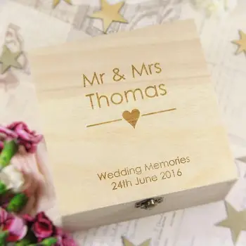 

Personalised & Engraved Rustic Wedding Memories Box Custom Logo Wedding Gifts Keepsake Box Birthday Jewelry Storage Box