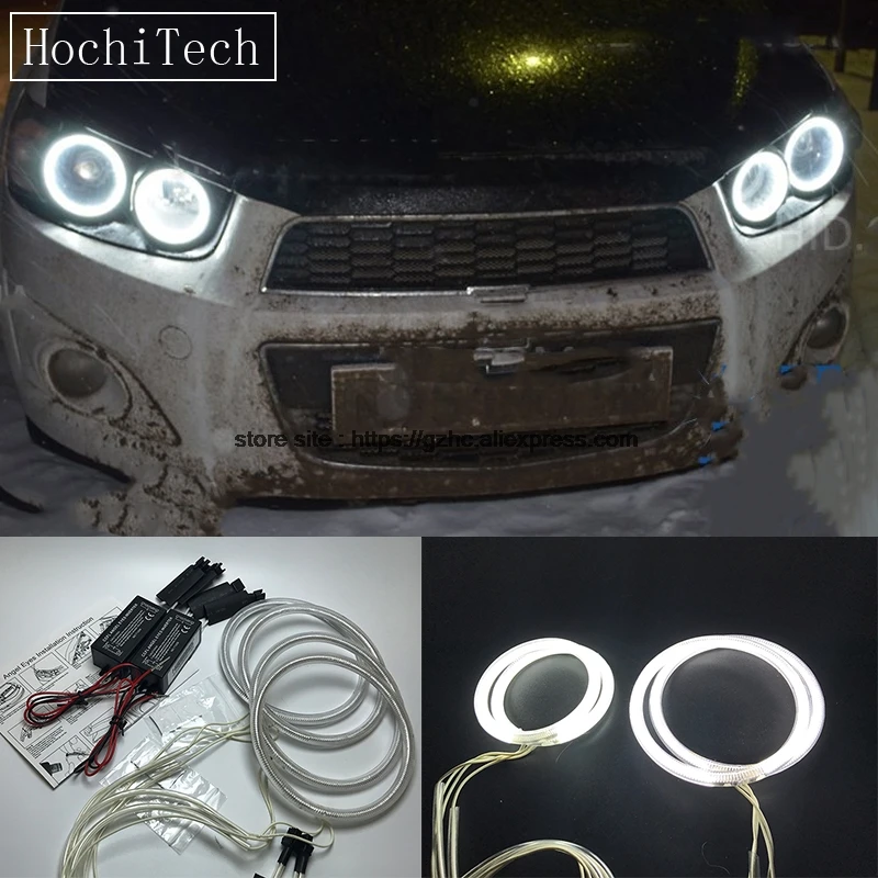 HochiTech для Chevrolet Sonic T300 2011-2015 ультра яркий дневной свет DRL CCFL Ангел глаза демон глаза комплект Теплый Белый Halo Кольцо