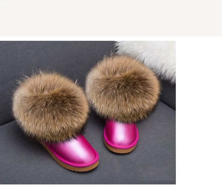 RUIYEE/женские зимние ботинки; кожаные зимние ботинки; женские ботинки на лисьем меху; Новинка года; Теплая обувь с натуральным мехом