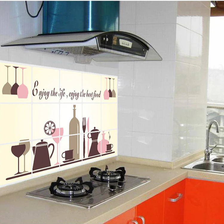 

cheap sale! Removable 45*75cm wine glasses oil proof kitchen sticker vinyl wall decor decal decoration stickers to the kitchen