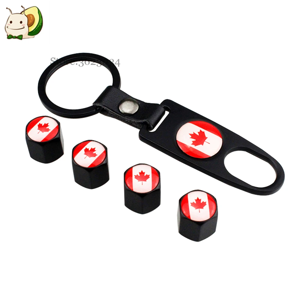 Tire Valve Caps Airtight Cover Canada Flag Logo For Honda Civic Toyota