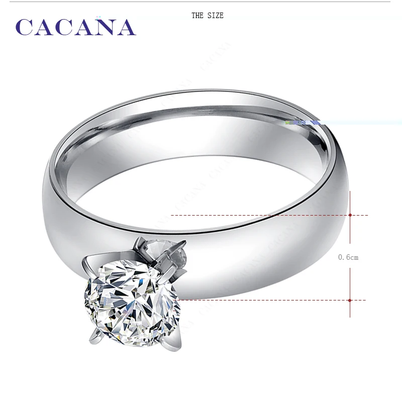 CACANA Stainless Steel Rings For Women With Shining CZ Smooth Personalized Fashion Jewelry Wholesale NO.R11