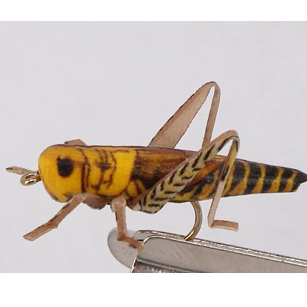 Лучшее качество риверранс реалистичный Кузнечик бункер мухи Верховная пена бункер муха из Европы - Цвет: Yellow Brown 6 Size